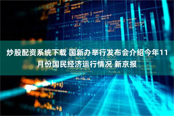 炒股配资系统下载 国新办举行发布会介绍今年11月份国民经济运行情况 新京报